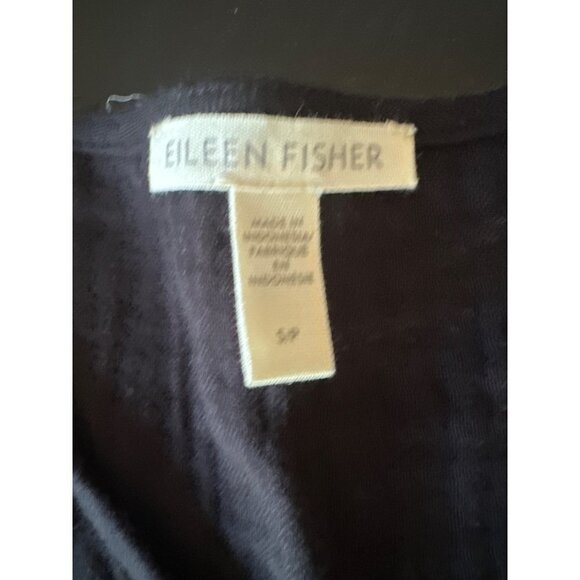 Eileen Fisher Black Organic Cotton V Neck Beach Cover Midi Length Size Small - Picture 2 of 5